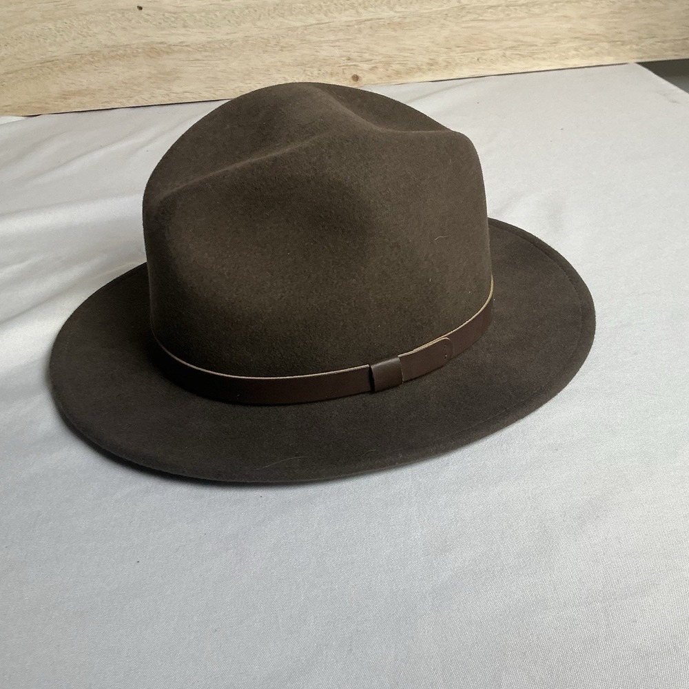 JOS A Bank Fedora Hat Mens Size L Travelers Collection 100% Wool Brown Packable